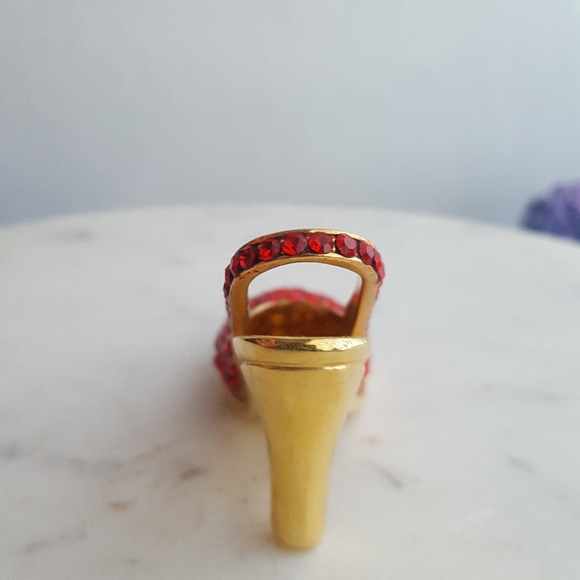 🌙Red Rhinestone Pave Crystal High Heel  Miniature Shoe - Picture 3 of 10